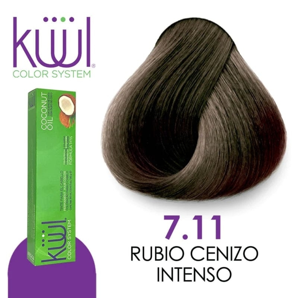 Kuul Color System 7.11 Rubio Cenizo Intenso - Dark Ash Blonde Hair Color